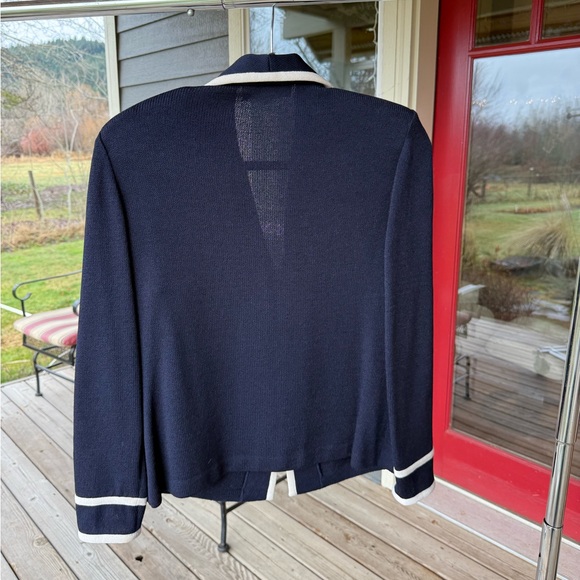 St. John Navy Jacket with White Trim and Buttons - Picture 3 of 5
